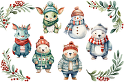 Watercolor Christmas Animals, an Animal Illustration by Evgeniia (Thumbnail 2 of 5)