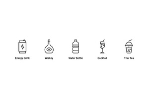 Food And Drinks Outline Icons