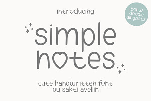 Simple Notes - Cute Handwritten Font, a Handwritten Font by SaktiAvellin