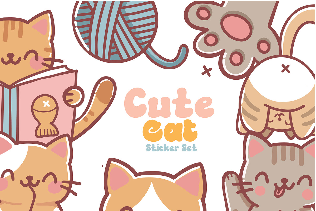 Cute Kawaii Cat Sticker Set, a Graphic by Dori Debreceni draws (Photo 1 of 4)