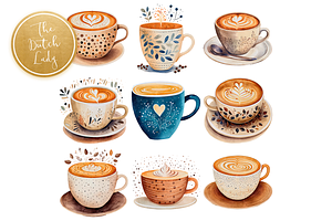 Folk Art Coffee Clipart Set