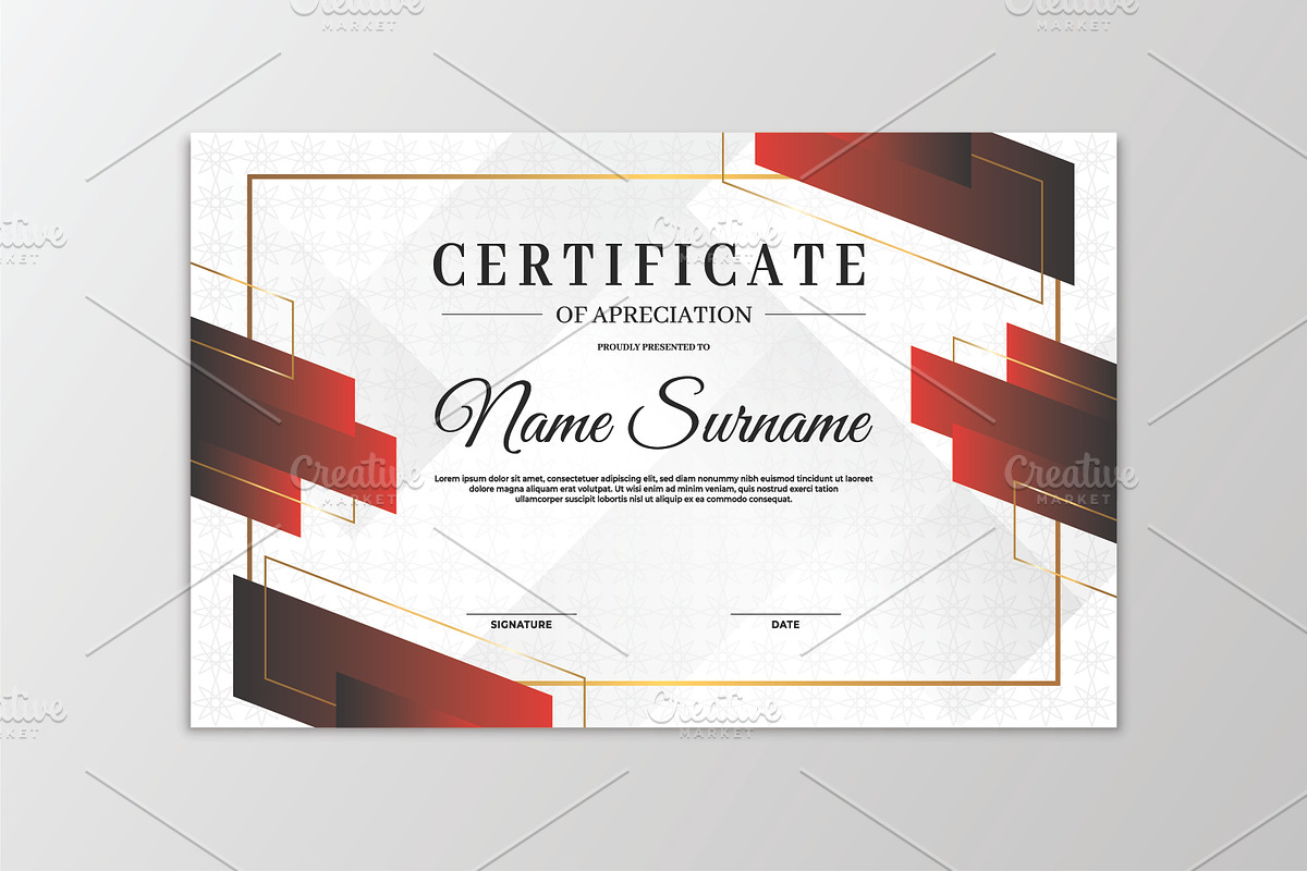 Red and gold certificate, a Templates & Theme by Vervenaaa3