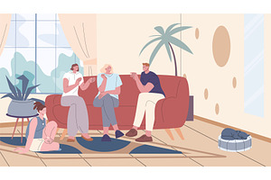 People talking in living room, a Person Illustration by Valerie Bodnar