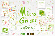 Microgreens Vector Set 1, a Food Illustration by ElenaKovalyova (Thumbnail 1 of 21)