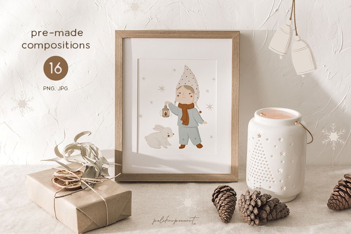 Kids Christmas clipart & pattern, an Animal Illustration by polikarpovaart (Photo 2 of 14)