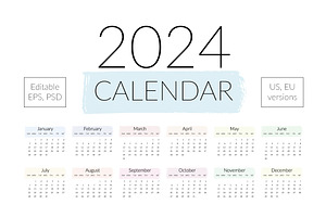 2024 Year Calendar Template. V4