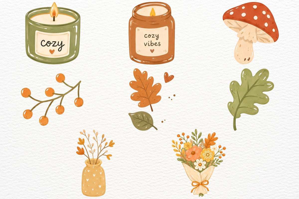 Cozy Autumn Clipart Introvert Season, a Seasonal Illustration by SugarCloudStudioArt (Photo 5 of 5)