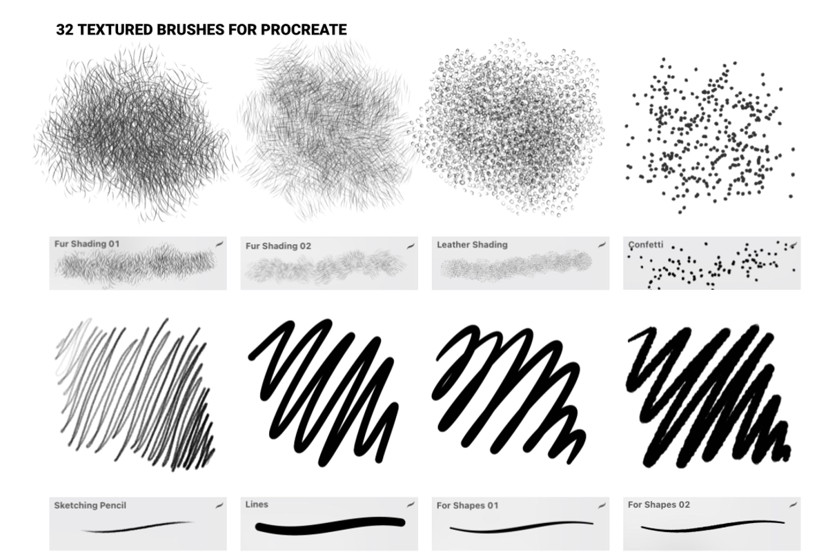 TEXTURED BRUSHES FOR PROCREATE, a Brushes & More by ARTMIRU (Photo 8 of 8)