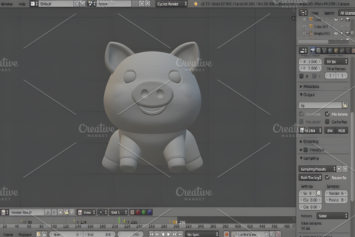 Cartoon Pig 3D Model, an Animal 3D Model by Ink Gallery (Photo 2 of 3)