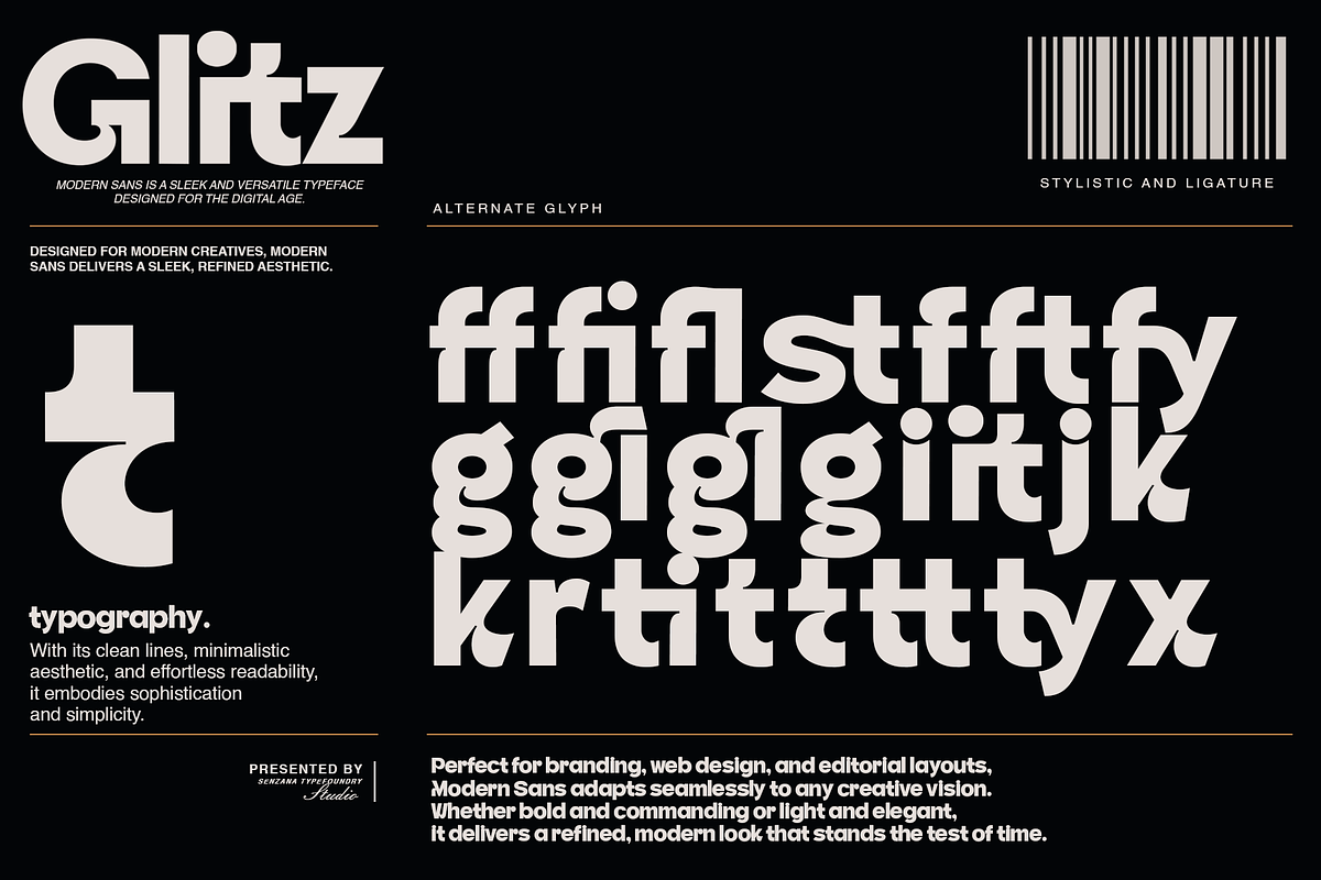 Glitz, a Sans Serif Font by senzana (Photo 7 of 7)