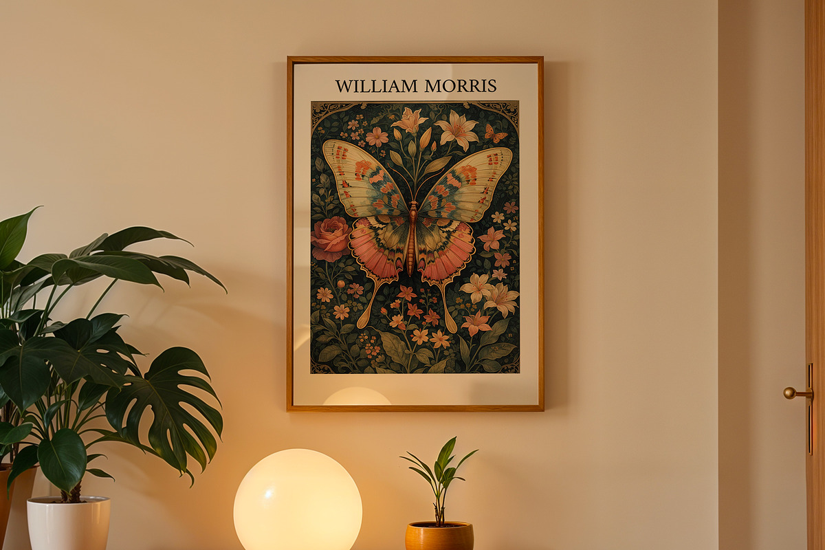 William Morris Butterfly Floral Art, a Decorative Illustration by elfy creative (Photo 3 of 6)