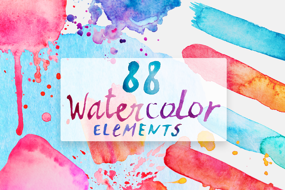 88 Watercolor elements PNG, a Templates & Theme by Ksusha shop (Photo 1 of 7)