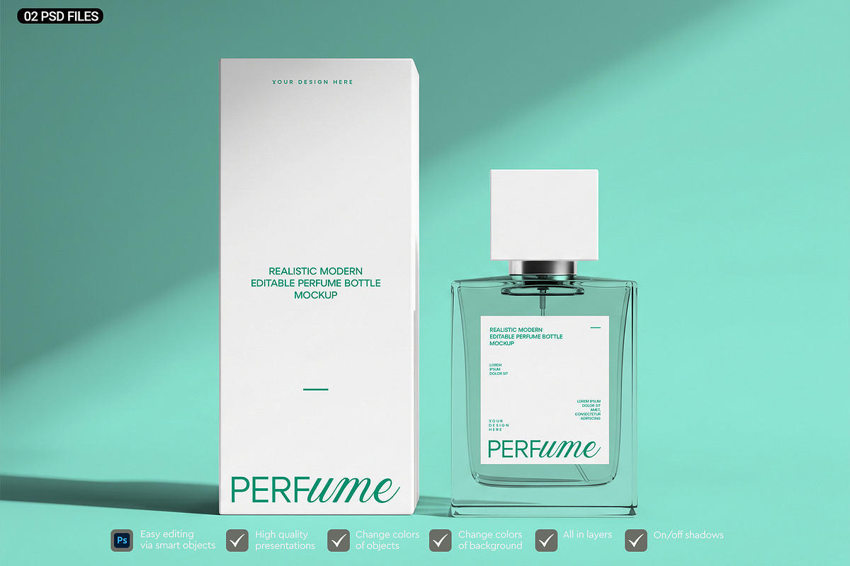 Perfume Glass Bottle Mockup Set, a Packaging Mockup by graphypix (Photo 2 of 3)