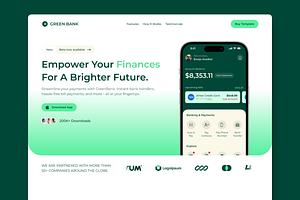 Green Bank - SaaS Framer Template