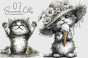 Whimsical Summer Cats Clipart, an Illustration by SinaCreation (Thumbnail 1 of 7)