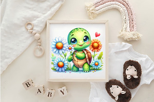 Baby Turtle Clipart Flowers Clipart