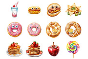 Junk Food Watercolor Clipart, a Graphic by CitraGraphics (Thumbnail 3 of 4)