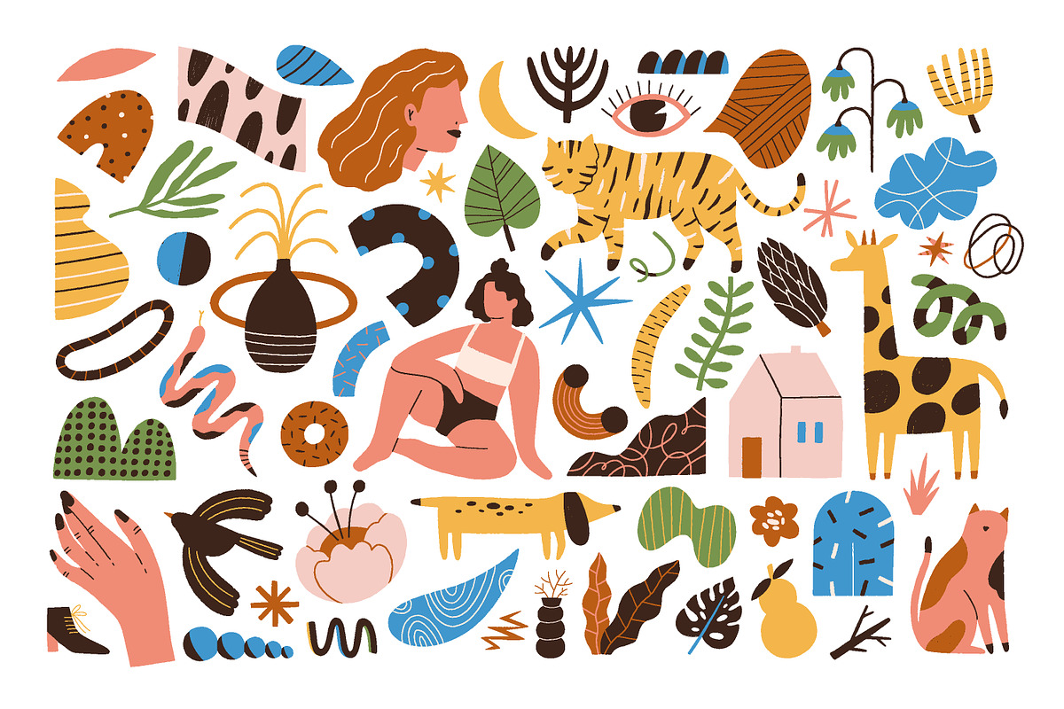 Abstract doodle shapes and objects, an Animal Illustration by Good Studio
