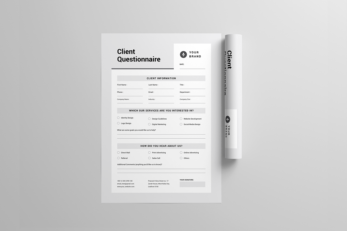 Client Questionnaire | Word & Indd, a Stationery Template by Leaflove