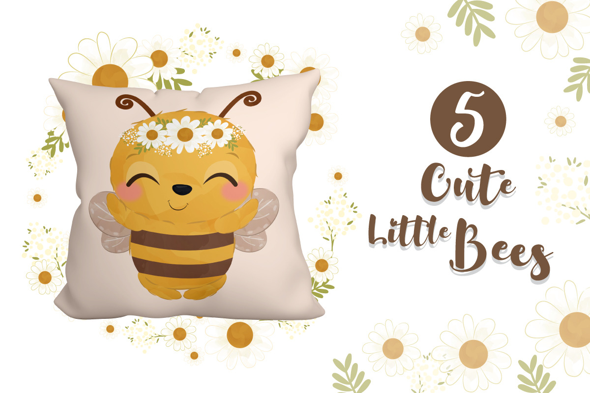 Cute little bees clipart set, an Animal Illustration by DrawStudio1988 (Photo 5 of 6)
