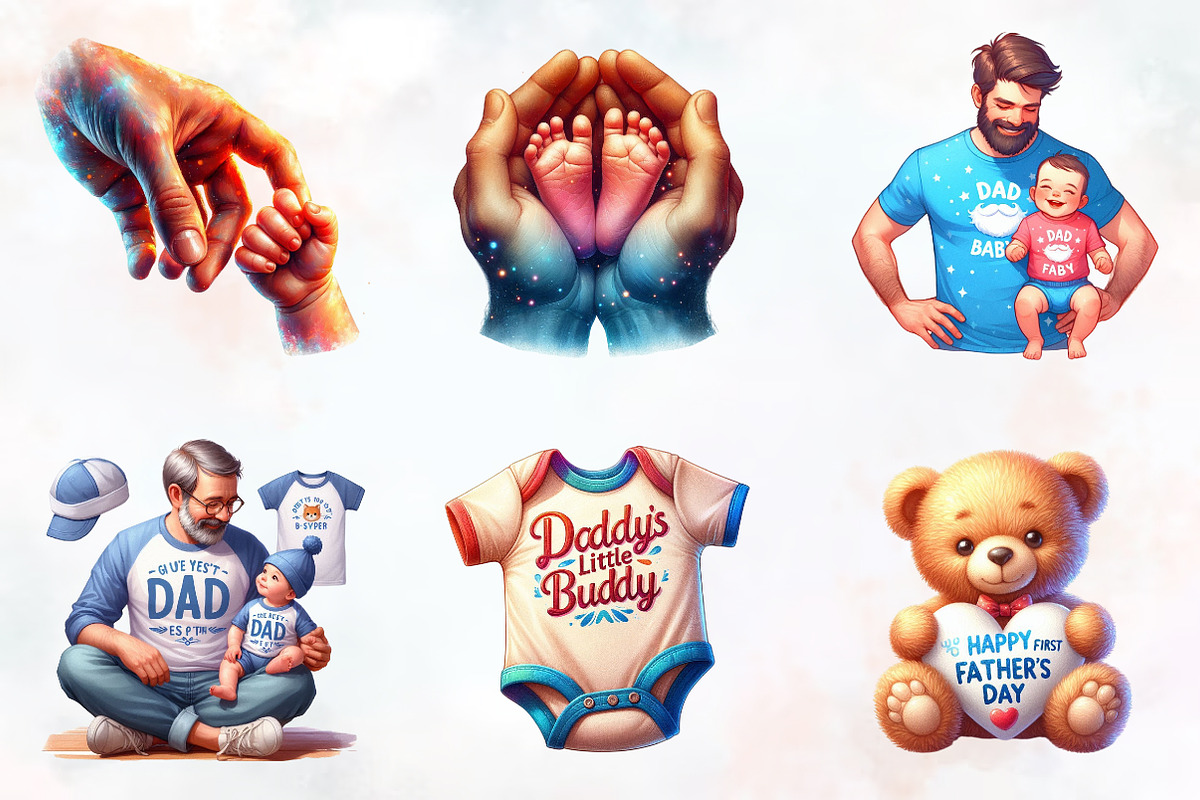 New Dad Fathers Day Watercolor Png, an Illustration by RobertsArt (Photo 8 of 8)