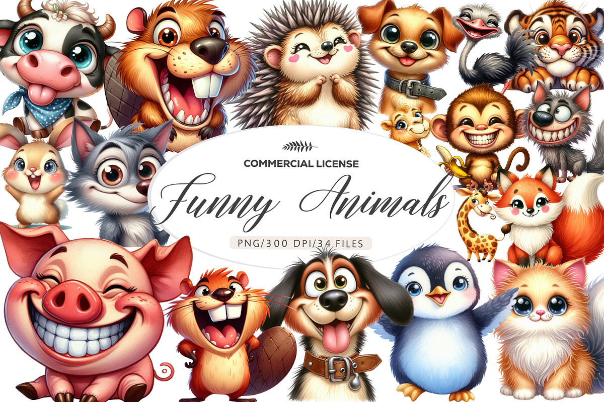 Quirky Funny Animals Sublimation, an Illustration by CreationArt (Photo 1 of 6)