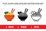 Noodle Bowl Icon Set - 3 Styles, an Outline Icon by Artonix (Thumbnail 1 of 2)