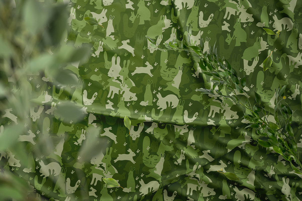 Camouflage with bunnies, a Pattern Graphic by pineart