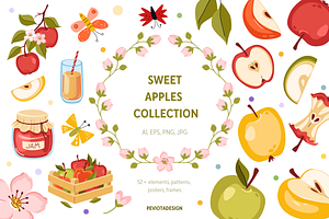 Sweet apples vector collection