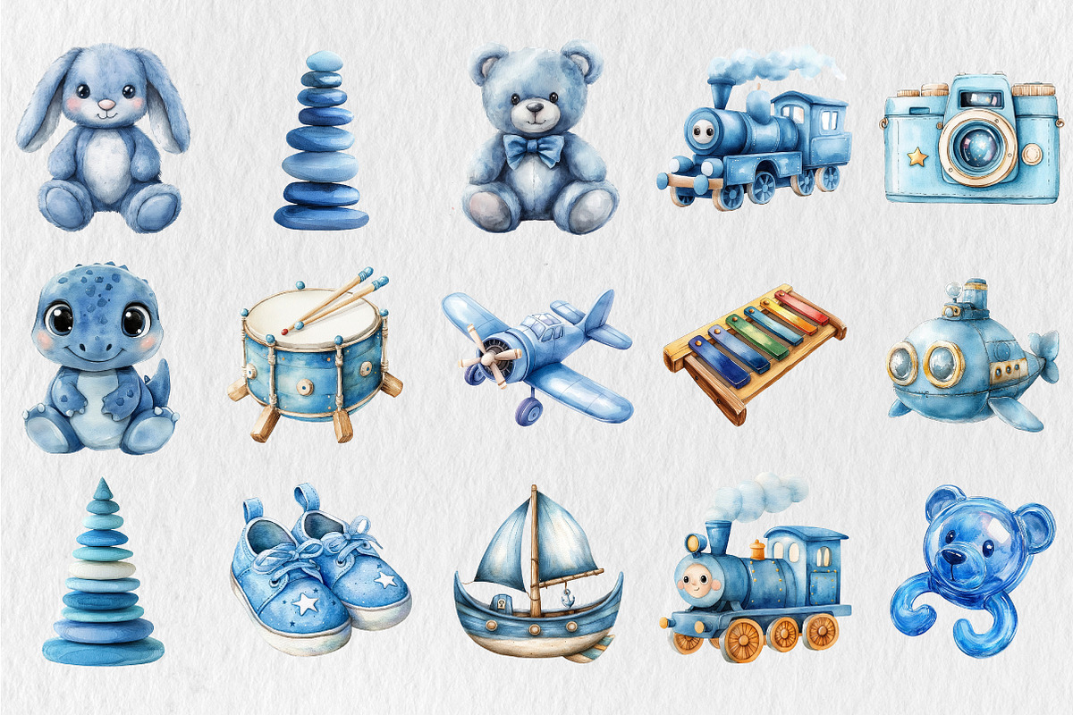 Baby Boy Blue Toys Clipart, an Illustration by Rose Art (Photo 2 of 5)