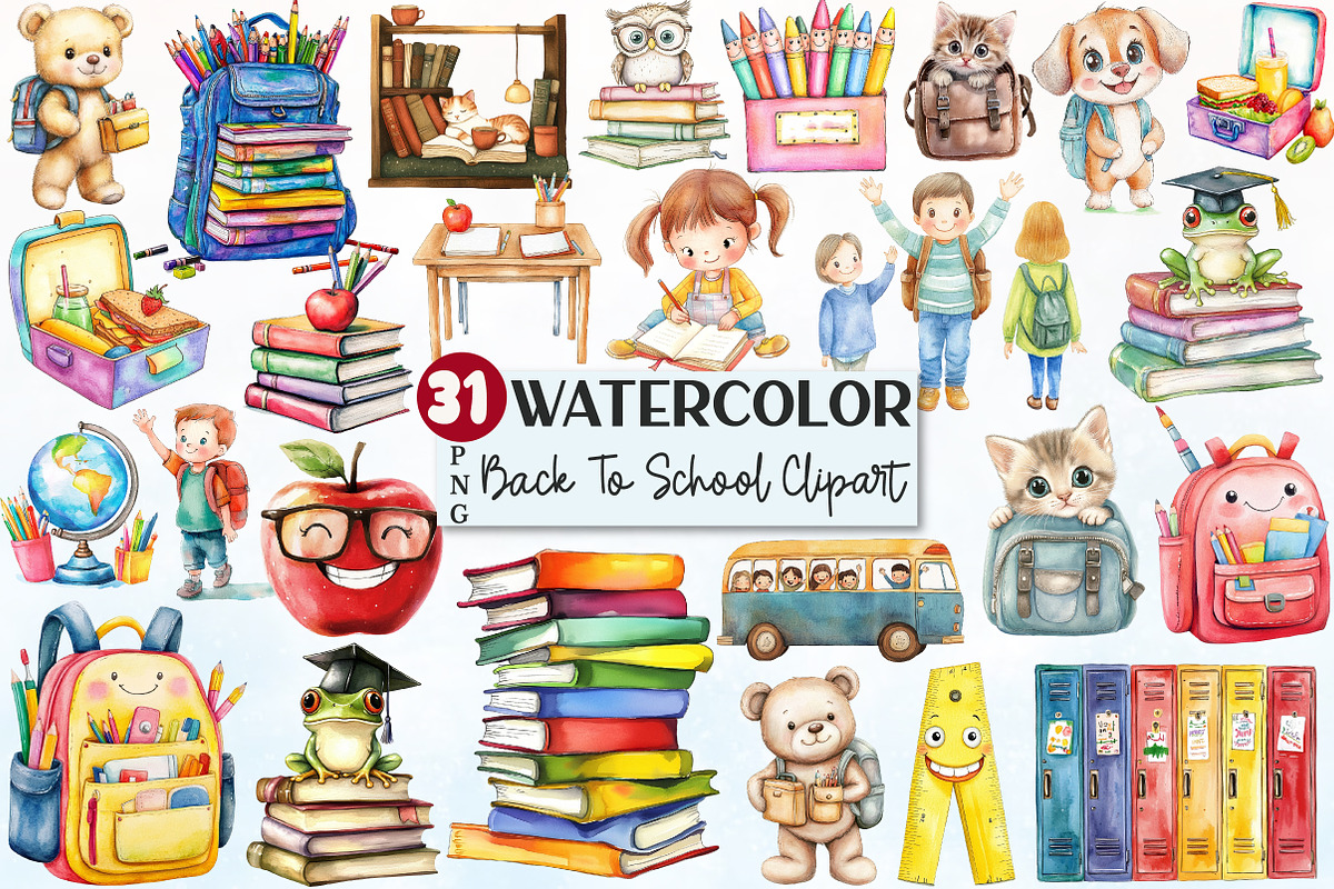Back To School Sublimation Clipart, a Seasonal Illustration by Rose Art (Photo 1 of 4)