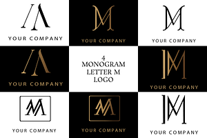 4 Modern Monogram Letter M Logos