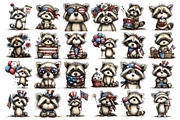 Patriotic Raccoon Watercolor Clipart, a Seasonal Illustration by Nicolle's Colorful Art (Thumbnail 2 of 3)