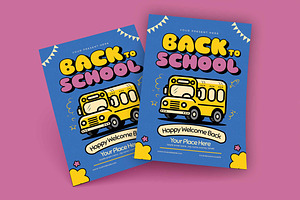 Blue and Yellow Back to School Flyer, a Flyer Template by megarez
