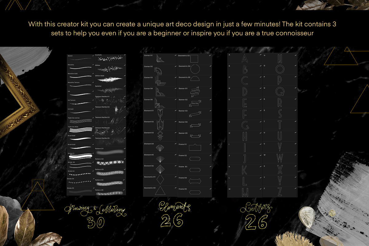 Art Deco Creator Kit, a Brush Add-On by Letter Elfa Studio (Photo 3 of 13)