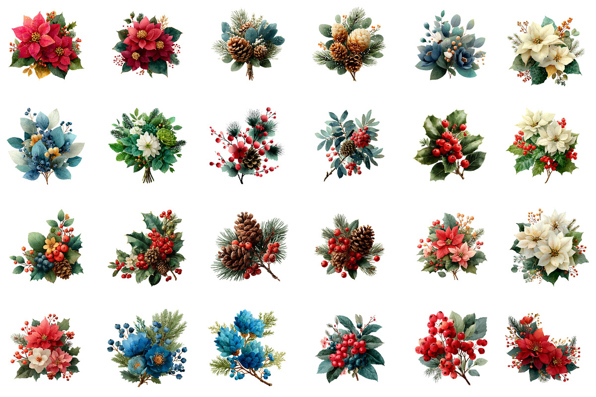 Christmas Bouquets Clipart, an Illustration by Designworld (Photo 6 of 6)