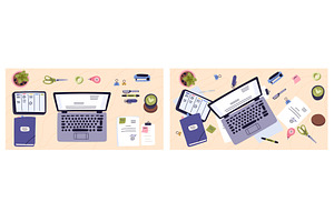 Order and clutter on desktop top, a Technology Illustration by Vectorbuum