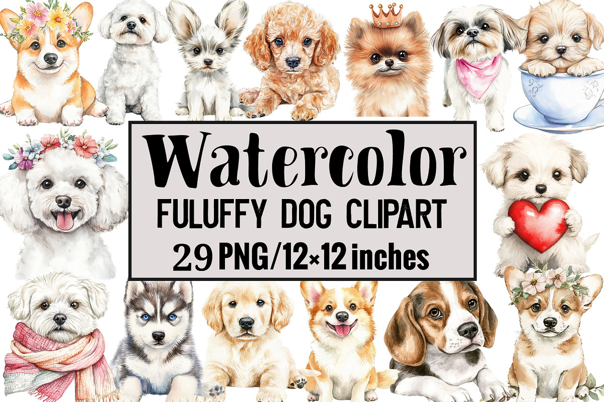 Fuluffy Dog Clipart, an Illustration by Design Market (Photo 1 of 4)