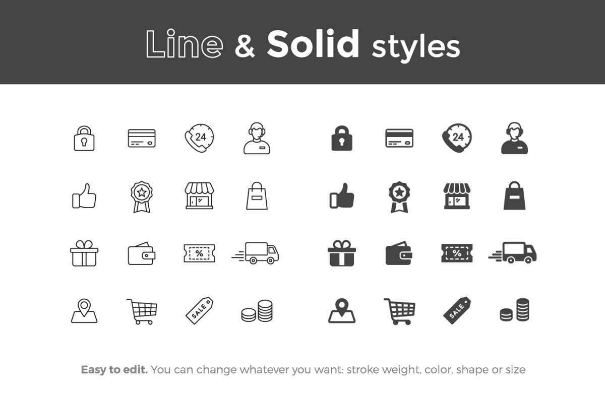 Shopping and E-commerce Icons, a Solid Icon by filborg (Photo 2 of 2)