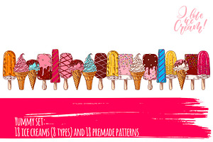 Yummy ice cream vector set.
