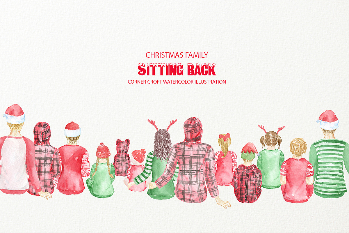 Christmas Family Sitting Back, a Person Illustration by Corner Croft (Photo 1 of 9)