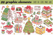 Christmas Books and cute cat clipart, an Animal Illustration by NataKa (Thumbnail 2 of 5)