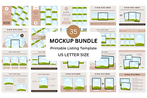 Printable Mockup Template US Letter, a Books & Magazine Mockup by NoemieDesigns