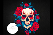 Skull and Roses. Skeleton png & svg, an Object Illustration by ClipArtRoom (Thumbnail 5 of 6)
