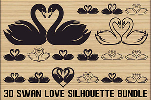 Swan Love Silhouette SVG Bundle, an Illustration by Designs_River
