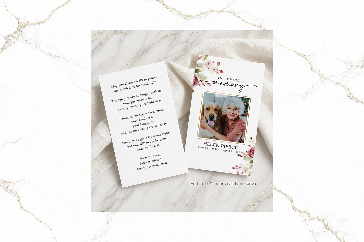 Funeral Prayer Card Canva FR008, a Card Template by TyphoonStudio (Photo 4 of 6)