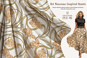 Art Nouveau Floral Seamless Patterns, a Pattern Graphic by Elen-Lane (Thumbnail 1 of 6)
