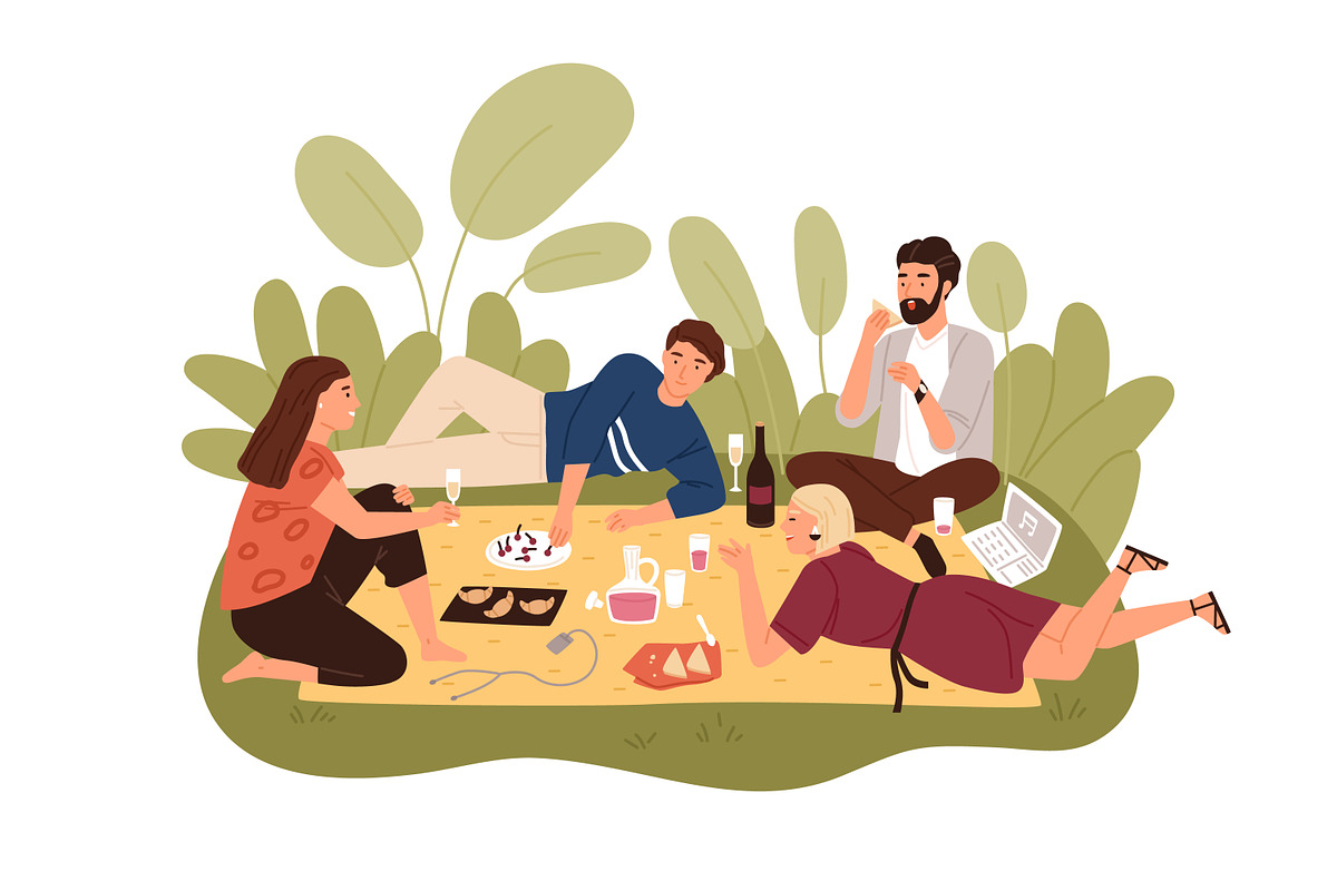 People having summer picnic set, a Person Illustration by Good Studio (Photo 6 of 6)