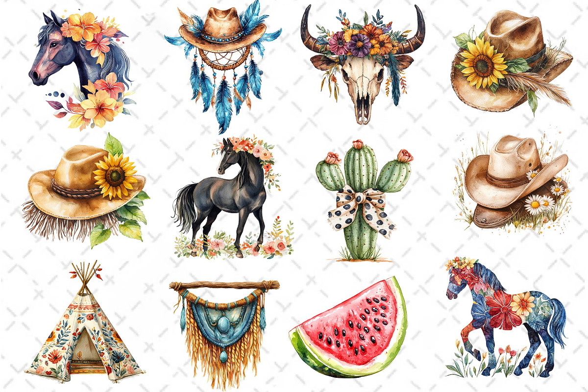 Summer Cowgirl Sublimation Clipart, an Illustration by Dream Creation (Photo 3 of 4)