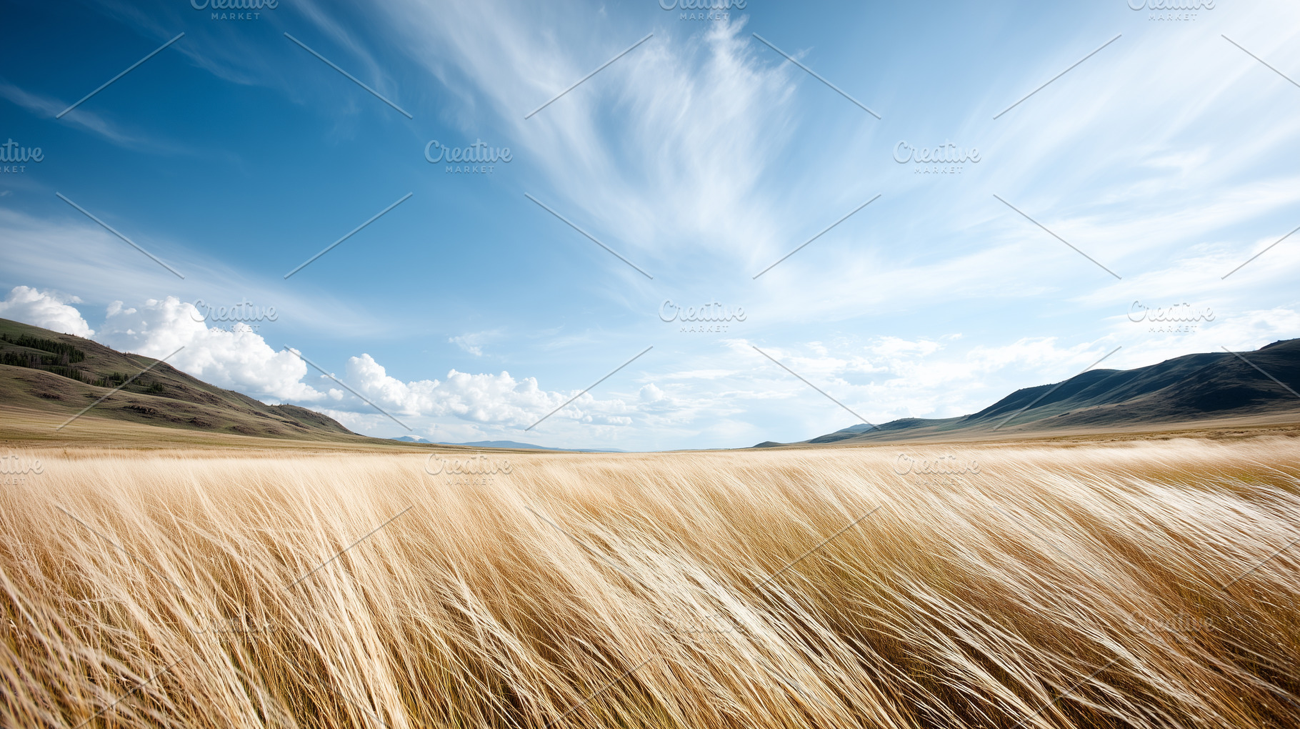 Vast golden prairie under bright sky, a Nature Photo by MistyDay